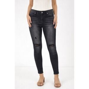 Molly & Isadora Black Distressed Skinny Jeans Women’s Size 10 NWT